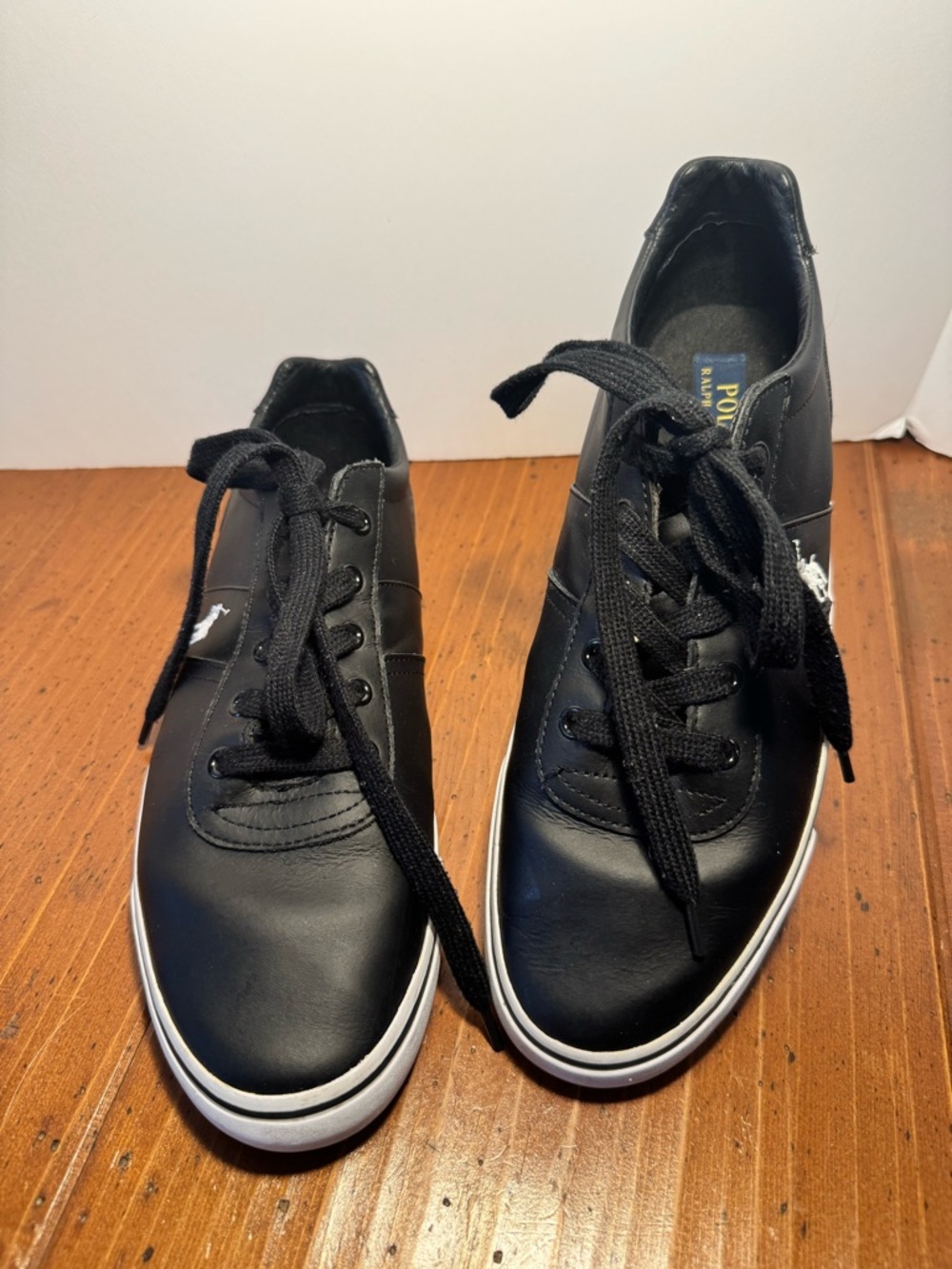 POLO RALPH LAUREN Hanford Black Leather Casual Sneakers - Men's Size 11 D